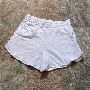 Aerie Gray Athletic Shorts with Elastic Waistband and Drawstring